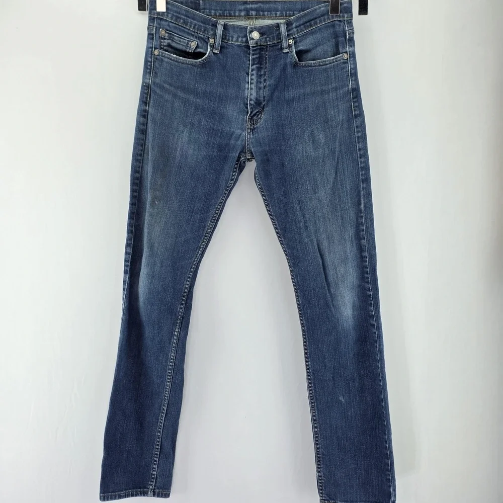 Levis Jeans Mens 32x32 Blue Medium Wash Slim Straight‎ Stretch Denim Casual Y2K